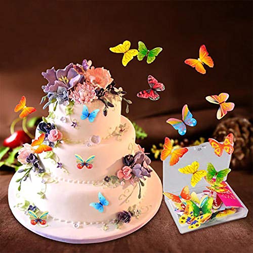 40 Pcs Edible Butterfly Cupcake Toppers, Rice Paper Cake &Amp; Cupca
