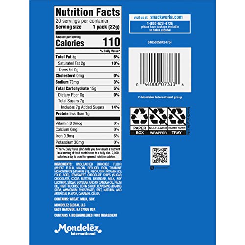 CHIPS AHOY! Original Chocolate Chip Cookies, 20 Snack Packs 2 c...