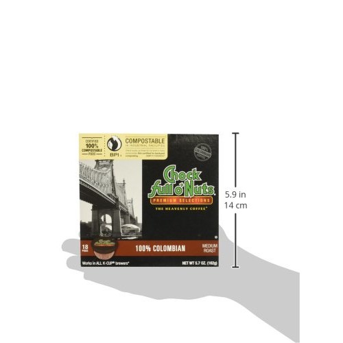 Chock Full O’Nuts Colombian Medium Roast, K-Cup Compatible Pods