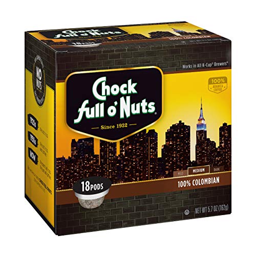 Chock Full O’Nuts Colombian Medium Roast, K-Cup Compatible Pods