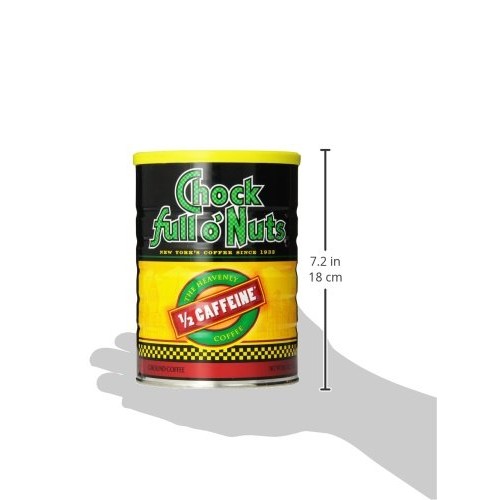 Chock Full Onuts Coffee, Heavenly Half Caffeine Ground, 10.3 Ounce
