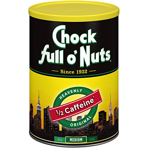 Chock Full Onuts Coffee, Heavenly Half Caffeine Ground, 10.3 Ounce