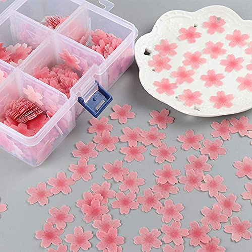 70Pcs 0.9 Edible Wafer Paper Pink Cherry Blossom Flowers Cupcak