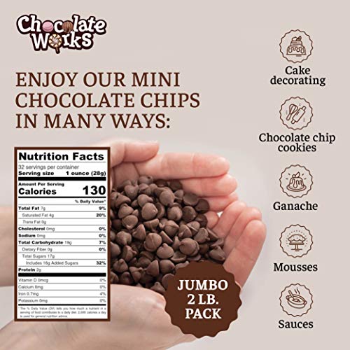 Semi-Sweet Mini Chocolate Chips By Chocolate Works | 2 Lb Jumbo