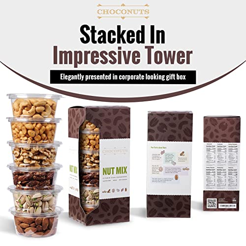 Assorted Fresh Roasted Nut Gift Tower, Variety Of Six Gourmet Nu