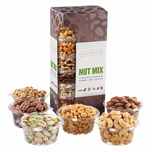 Assorted Fresh Roasted Nut Gift Tower, Variety Of Six Gourmet Nu