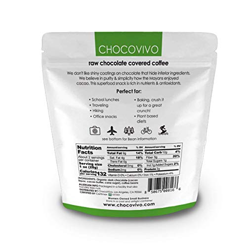 Chocovivo Dark Chocolate Covered Coffee Beans 70% Cacao, Superfo