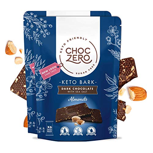 Choczeros Keto Bark, Dark Chocolate Almonds With Sea Salt. Suga