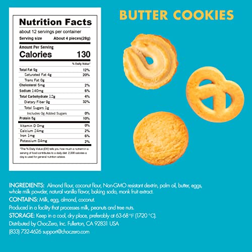 ChocZero Keto Butter Cookies - Sugar Free Danish Shortbread Gift...