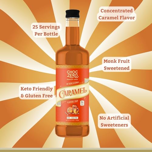 ChocZero Sugar Free Caramel Syrup for Coffee - Keto Flavoring Sy...