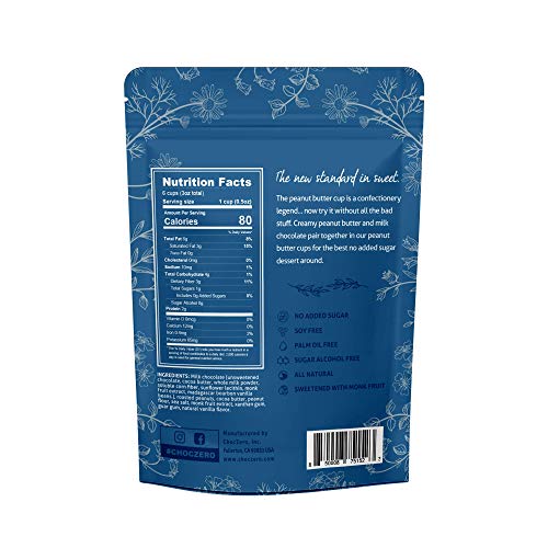 Choczeros Milk Chocolate Peanut Butter Cups - No Added Sugar, K
