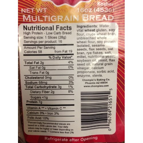 Chompies Low Carb Multigrain Bread 2 Loaves