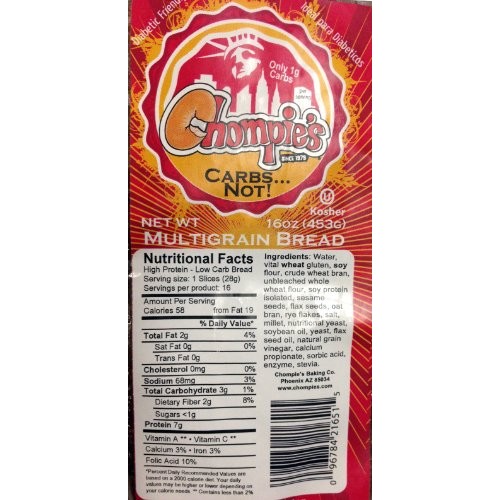 Chompies Low Carb Multigrain Bread 2 Loaves