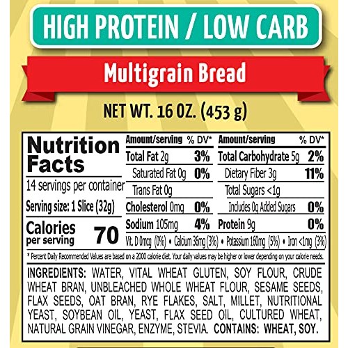 Chompies Low-Carb Multigrain Bread 2g Net Carbs per slice - 1 l...