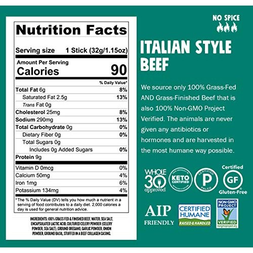 Chomps Grass Fed Beef Jerky Meat Snack Sticks, Aip Diet Complian