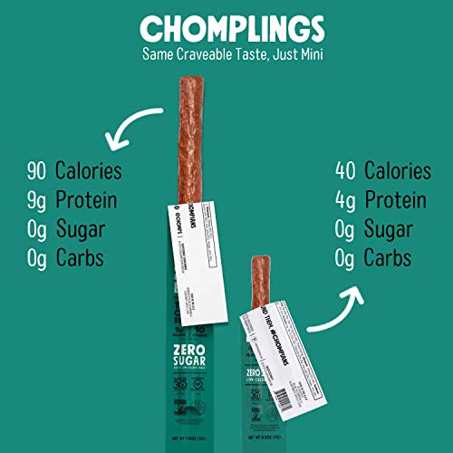 Chomps Mini Grass Fed Beef Jerky Meat Snack Sticks, Keto, Paleo,