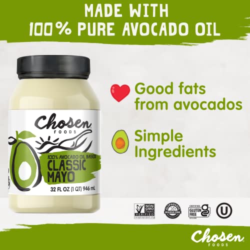 Chosen Foods 100% Avocado Oil-Based Classic Mayonnaise, Gluten &...