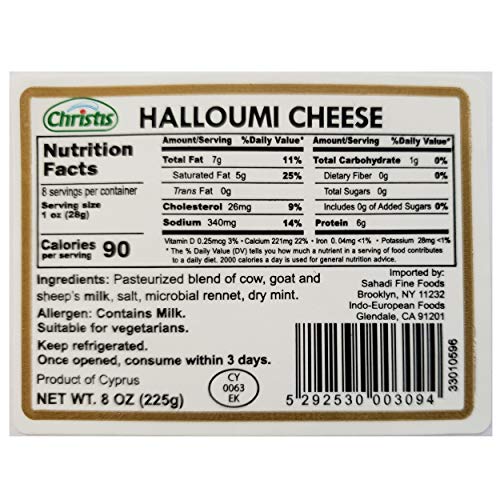 Christis Halloumi Cheese Approximately 8Oz, Vegetarian Natural
