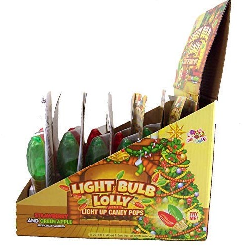 Christmas Lollipops Light Up Bulb Lolly Candy Pops, 12 Pack