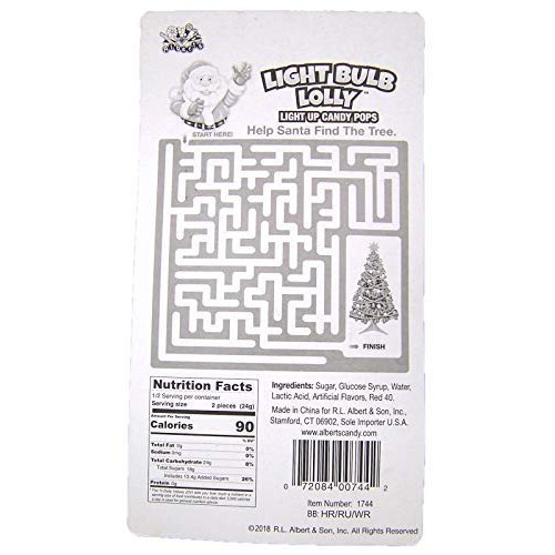 Christmas Lollipops Light Up Bulb Lolly Candy Pops, 12 Pack