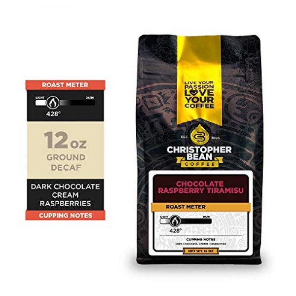 Chocolate Raspberry Tiramisu Flavored Coffee, Decaf Ground 100...