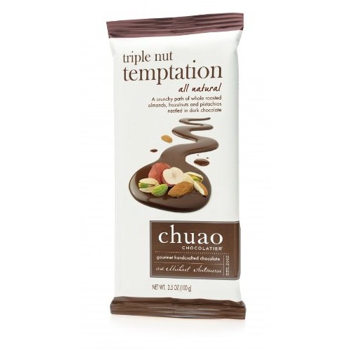 Chuao Triple Nut Temptation Chocolate Bar 3.5Oz 4-Pack