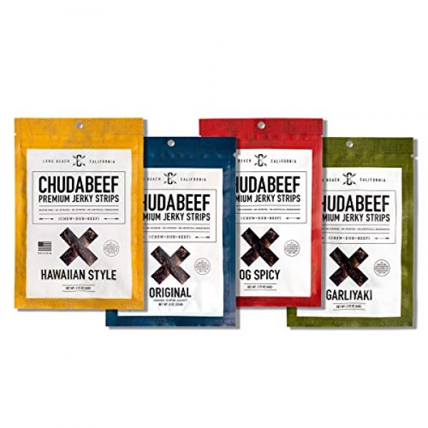 Chudabeef Premium Beef Jerky, Variety Pack, 4 2.25 oz. Bags - ...
