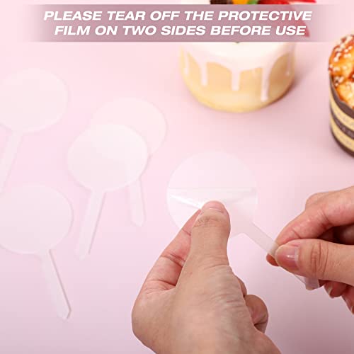 30 Pack 2 Inch Circle Acrylic Cupcake Toppers, Diy Clear Round B