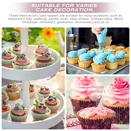 30 Pack 2 Inch Circle Acrylic Cupcake Toppers, Diy Clear Round B