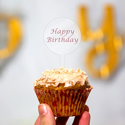 30 Pack 2 Inch Circle Acrylic Cupcake Toppers, Diy Clear Round B