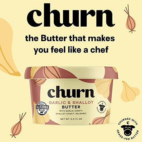 Churn Garlic & Shallot Butter, Flavored Butter Churned with Orga...