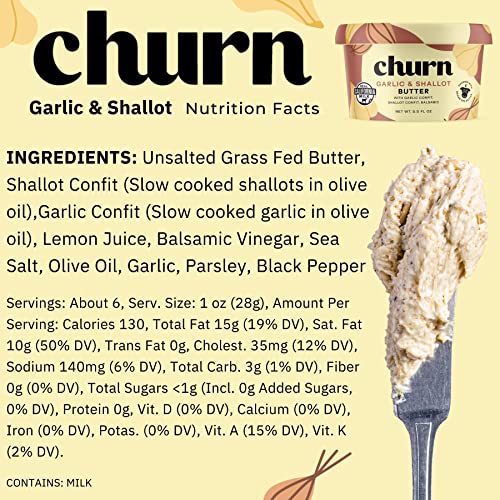 Churn Garlic & Shallot Butter, Flavored Butter Churned with Orga...