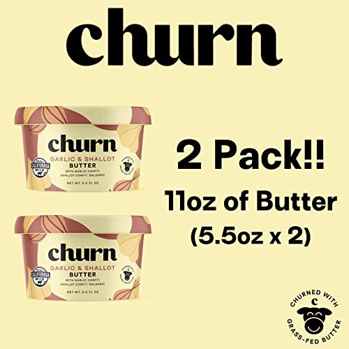 Churn Garlic & Shallot Butter, Flavored Butter Churned with Orga...