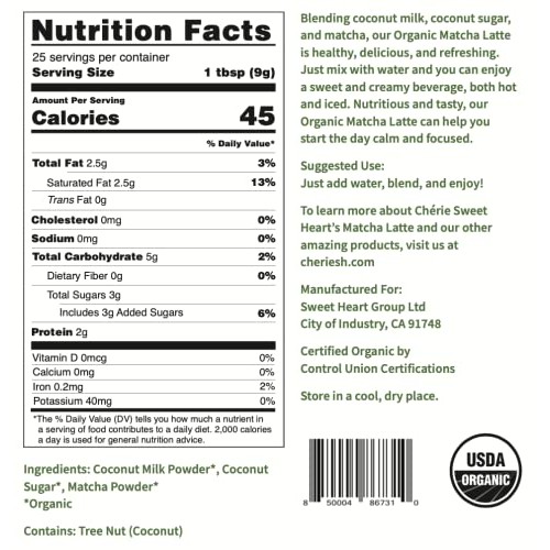 Organic Matcha Latte Powder Sweetened | Matcha | Coconut Sugar |...