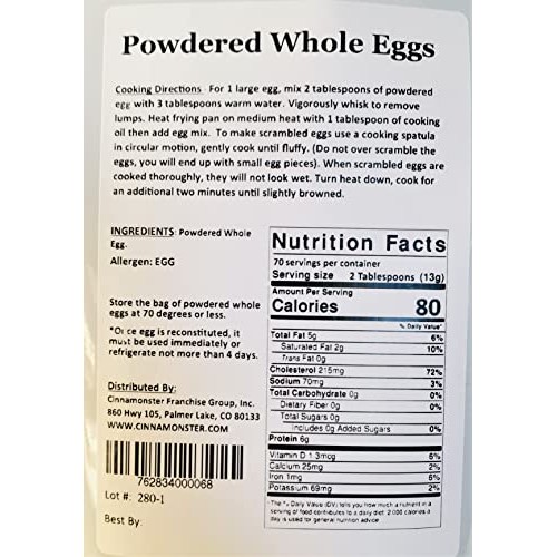 Eggs, Whole Powdered, 2-Pack, 4 Pounds Total, Makes 140 Large Eg