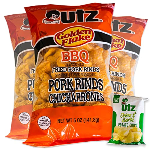 Utz BBQ Pork Rinds 3, 5oz bags - Variety Pack - Light and Airy...