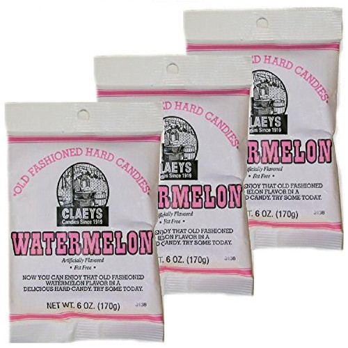 Claeys Watermelon Hard Candy, 3 Packages Of 6 Ounces Each