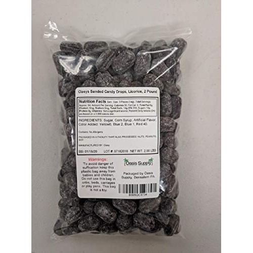 Claeys Licorice Sanded Candy Drops, 2 Pound
