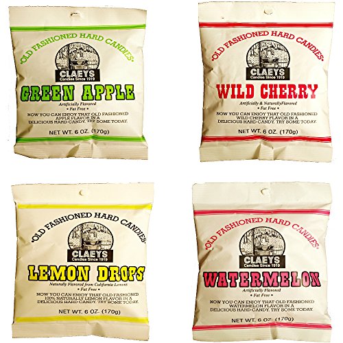 Claeys Old Fashioned Hard Candy - Variety 4 Pack - Apple, Cherry