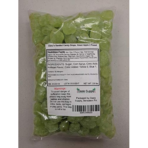 Claeys Sanded Candy Drops, Green Apple, 2 Pound