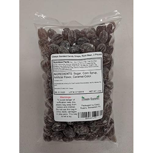 Claeys Sanded Candy Drops, Root Beer, 2 Pound
