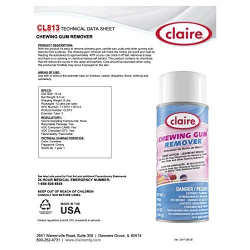 Claire CL813-12pk Chewing Gum Remover; 6.5 Oz. Net Wt,12 Count