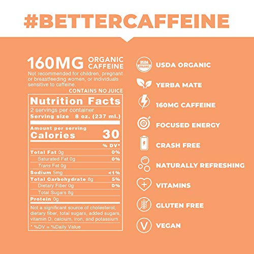 Peach Sparkling Yerba Mate - Organic, Low Calorie &Amp; Low Sugar 1