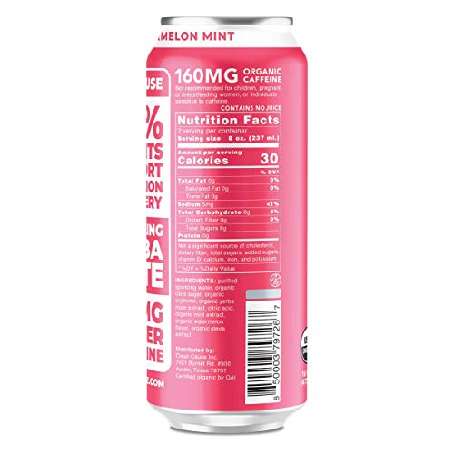 Watermelon Mint Organic Sparkling Yerba Mate Tea - Organic, Low