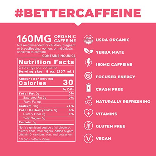 Watermelon Mint Organic Sparkling Yerba Mate Tea - Organic, Low