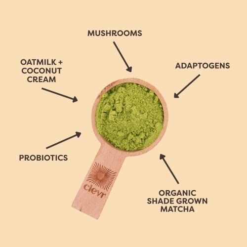 Clevr Blends Ceremonial Matcha Powder, Oat Milk Instant Latte Mi...