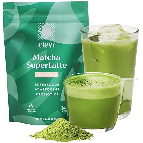 Clevr Blends Ceremonial Matcha Powder, Oat Milk Instant Latte Mi...