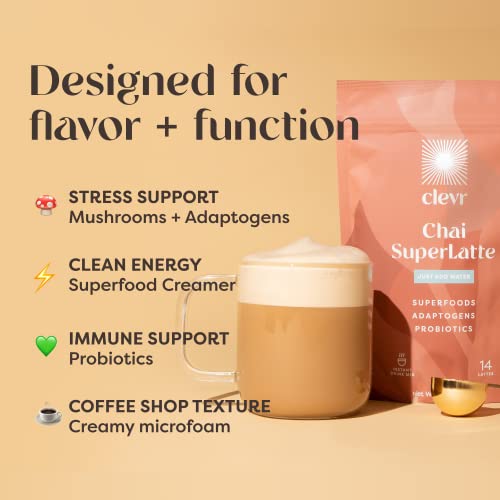 Clevr Blends Chai Tea Latte - Oat Milk Instant SuperLatte Mix wi...
