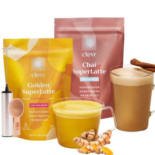 Clevr Blends Starter Kit 2-pack Chai Tea & Golden Turmeric Pow...