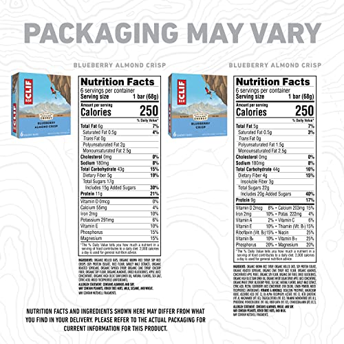 Clif Bar Energy Bars Crisp 2.4 Oz Protein Bars Blueberry, 6 C